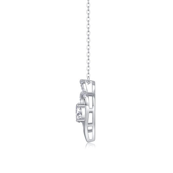 Heart To Heart Connected Luxury Fashion Diamond Pendant Necklace Set With Mosan Diamond Silver Ornaments - Image 4