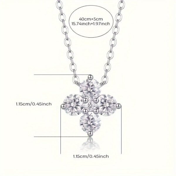 Charles & Colvard Sterling Silver 4mm Round Moissanite Floral Necklace 0.92ct Dewdrop - Image 5