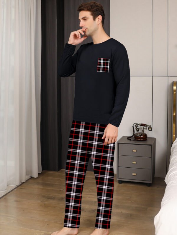 Ice Silk Long Sleeve Long Pants Men's Pajama Set - Image 8