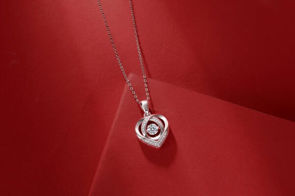 Heart To Have Your Luxurious Fashion Diamond Pendant Necklace Set With Mosan Diamond Silver Ornaments - Image 4