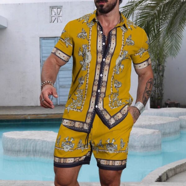 3D Digital Printing Men's Casual Loose Shirt Shorts - Image 9