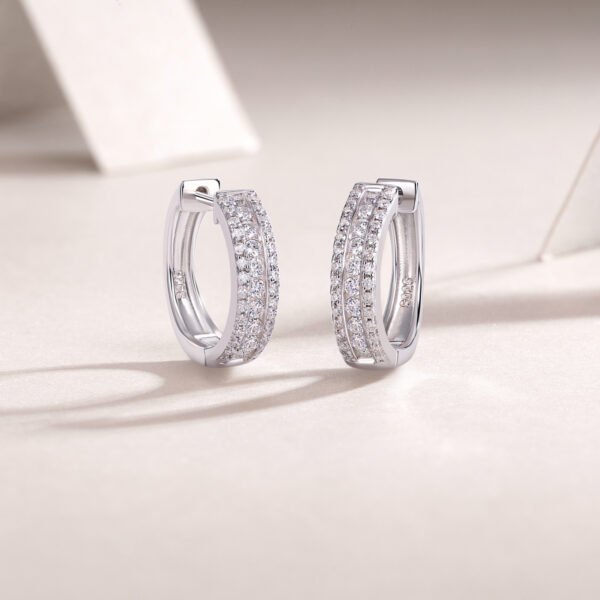 Splendid Night Luxury Fashion Diamond Earrings Stud Set With Mosan Diamond Silver Ornaments - Image 4
