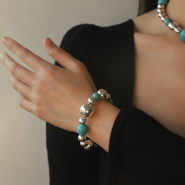 Elegant Turquoise Beaded Necklace For Women Europe And America Cross Border Fashion Beaded - Image 4