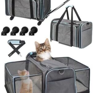 Pet Cart, Airline Approved Cat And Dog Carrier On Wheels, Expandable Rolling Pet Carrier, Dog And Cat Travel Camping