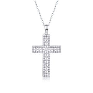 Shelter Luxury Fashion Diamond Pendant Necklace Set With Mosan Diamond Silver Ornaments