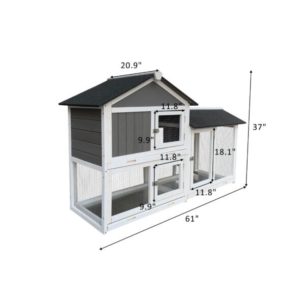 Detachable Pallet Ramp Wooden Outdoor Rabbit Hutch With Walking Cage - Image 2