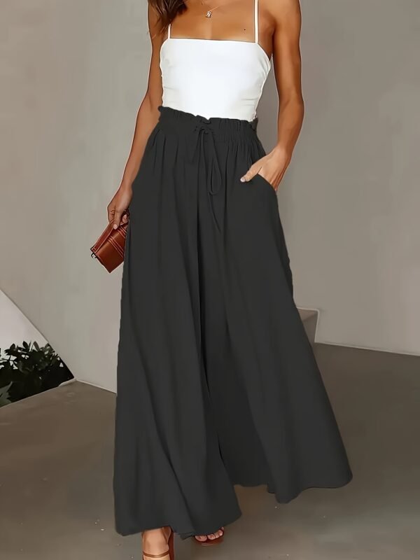 Ladies Plus Size Casual Pants Elastic Waist Wide-leg Pants - Image 4
