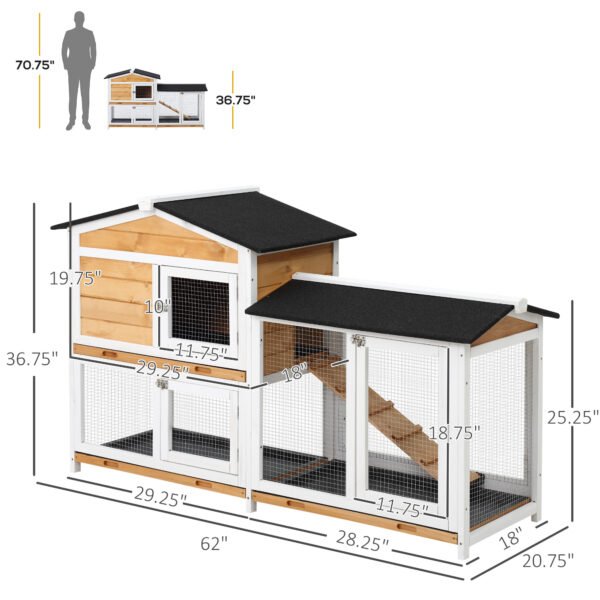2 Storey Rabbit Hut Wooden Bunny Hut Small Animal House With Ramp - Image 4