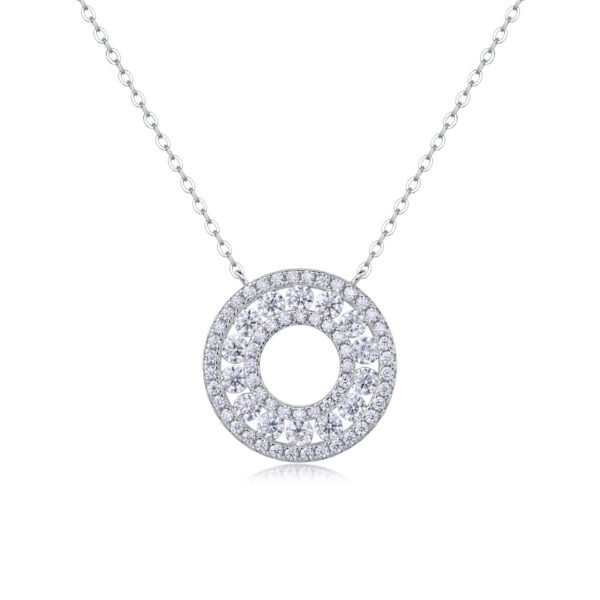 Reciprocating Luxury Fashion Diamond Pendant Necklace Set With Mosan Diamond Silver Ornaments