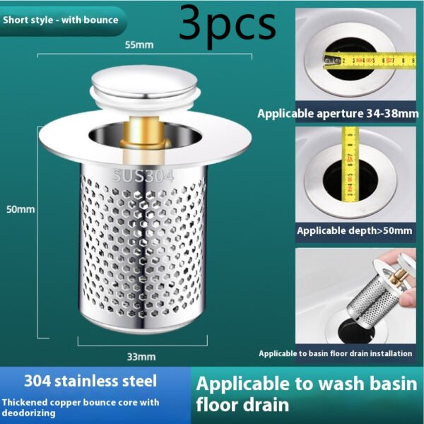 Wash Basin Washbasin Leaking Plug Bounce Core Drainer Accessories With Strainer - Image 9