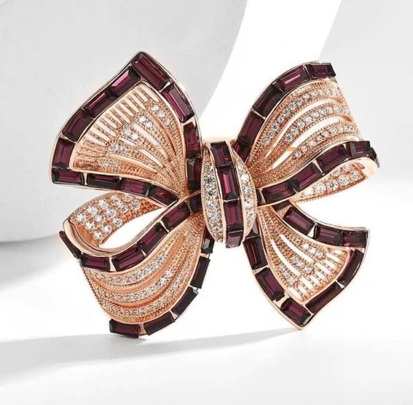 Luxury Purple Alloy Bow Brooch With High-end Feel