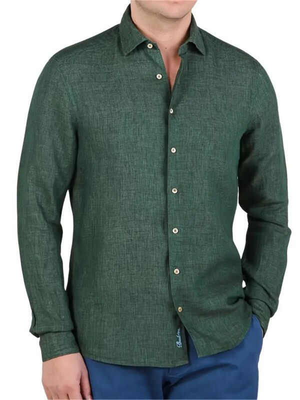 Pring Summer Green Casual Long Sleeved Shirt And Shorts Set - Image 2