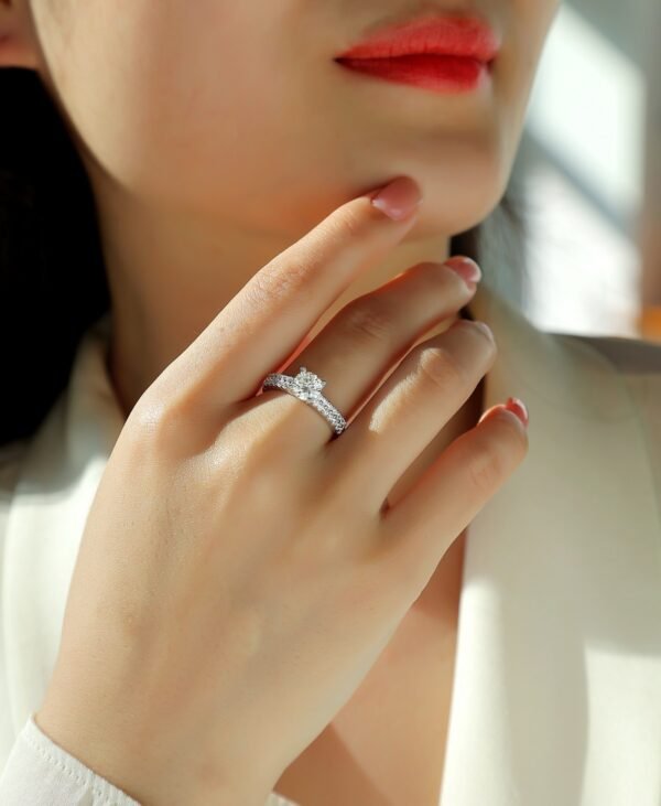 Arrange Large Diamond Rings, Wedding Rings, Luxury Fashion Set Moissanite Silver Rings - Image 8
