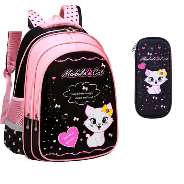 Kids School Cute Cat Print Backpack - Image 9