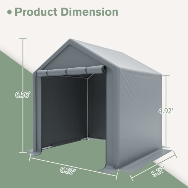 6x6 Ft Garden Shed Heavy Duty Outdoor Portable Garage Ventilated Car Canopy Carports - Image 6