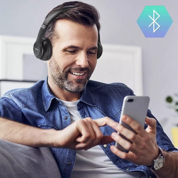 P47 Foldable Wireless Bluetooth Stereo FM Over Ear Headphones - Image 8