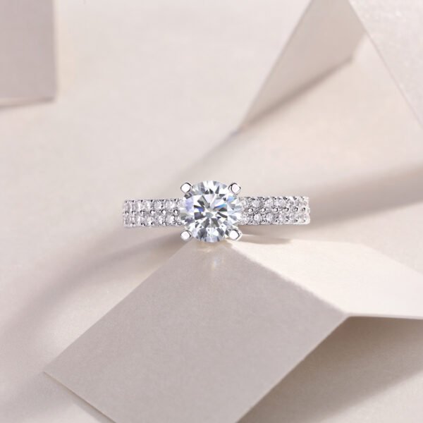 Arrange Large Diamond Rings, Wedding Rings, Luxury Fashion Set Moissanite Silver Rings - Image 6