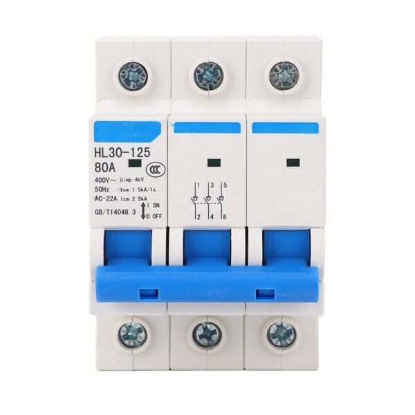 Disconnecting Switch Miniature Circuit Breaker PC Flame Retardant 3 Poles DIN Rail Mount Circuit Breaker 400V 80A - Image 3