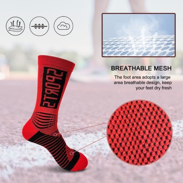 Six Pairs Of Men's And Women's Mid-calf Sports Socks, With Terry Cloth Soles For Cushioning, Suitable For Running, Golf And Other Sports. - Image 3