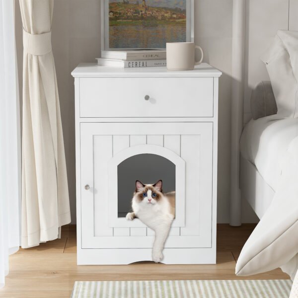 Wooden Pet House Litter Box Fence With Drawers - Image 5