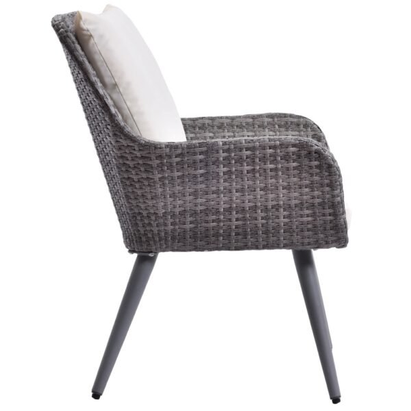 Outdoor Wicker Dining Chair PE Rattan Accent Chair with Beige Cushion Patio Garden Furniture - Image 7