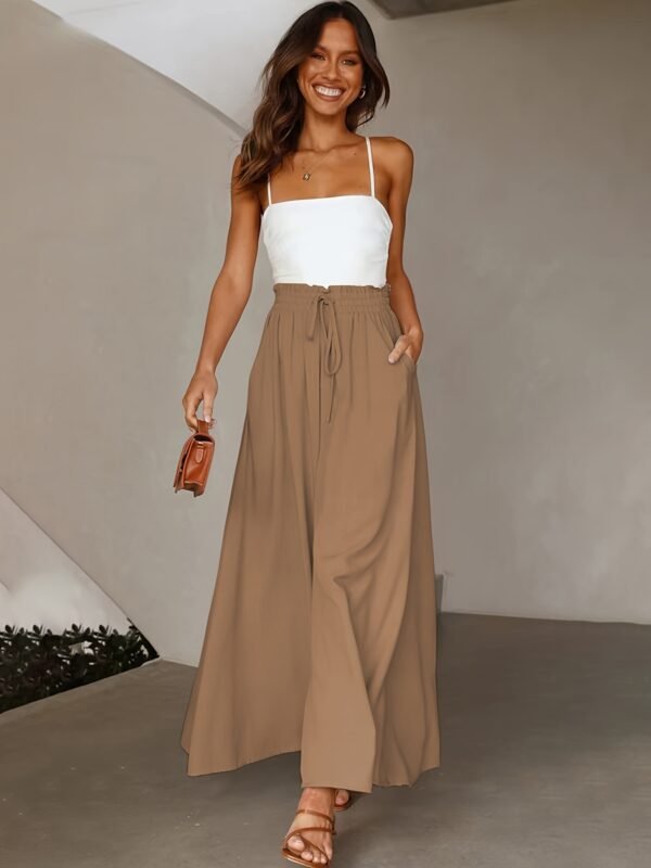 Ladies Plus Size Casual Pants Elastic Waist Wide-leg Pants - Image 7