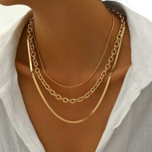 Stylish Gold Layered Chain Necklace Set