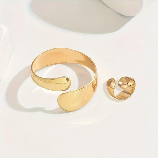 14K Gold-Plated Adjustable Open Ring - Timeless Elegance For Every Occasion - Image 5