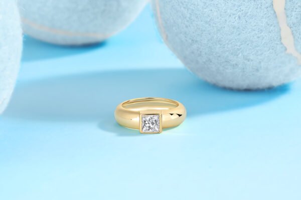 Square Diamond Ring Wedding Ring Luxury Fashion Set Moissanite Silver Ring - Image 3