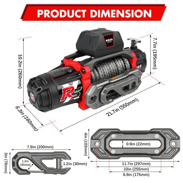 X-BULL 13500 Lb Winch Load Capacity Electric Winch - 12V DC Power Supply For Off-Road Trailers, 2-in-1 Wireless Remote Control, 13500 XRS Series - Image 4