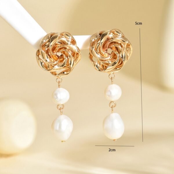 Golden Knot Pearl Drop Earrings -  Elegant And Timeless Jewelry - Image 4