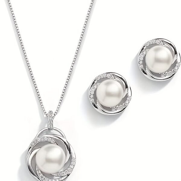 Pearl Wedding Necklace Earrings  Jewelry Set For Bride, Bridesmaid, Birthday Gift - Image 5