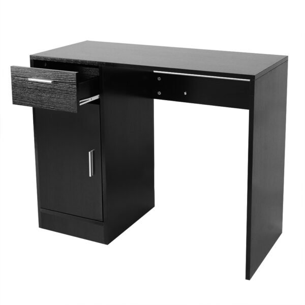 1 Drawer 1 Door Compact Computer PC Laptop Desk Table Workstation Home Office (Black) - Image 3