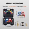 VEVOR AC Gauge Set - 3 Way AC Manifold Gauge Set For R134A R22 R12 R502 Refrigerant, Freon Gauges With 5ft Hoses, Couplers, Can Tap Works On Car Auto Freon Charging And Evacuation - Image 7