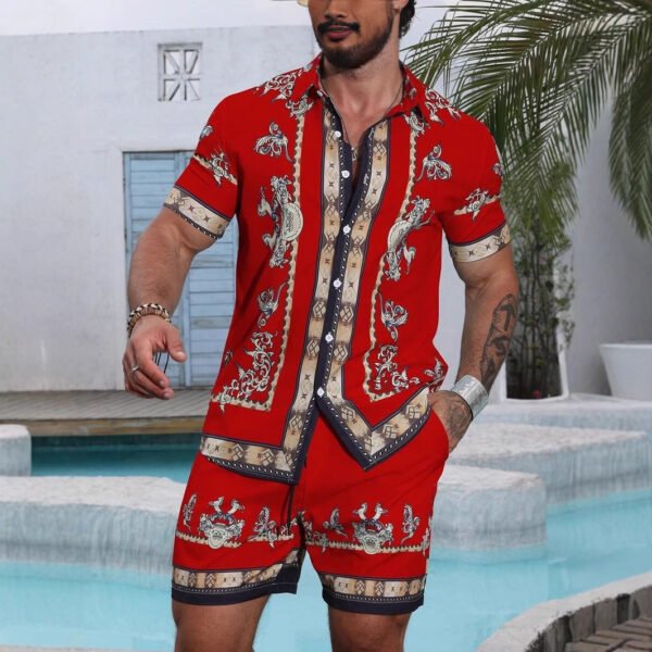 3D Digital Printing Men's Casual Loose Shirt Shorts - Image 5