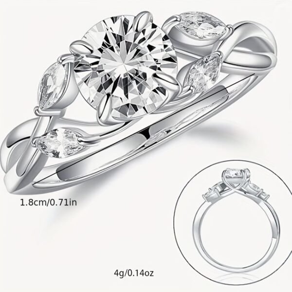 1.2ct Willow Shape Moissanite Women's Engagement Ring, 1.2ct D Color VVS1 Clarity Lab Made Wedding Rings Tree Branch Moissanite Ring Women's Gift - Image 3