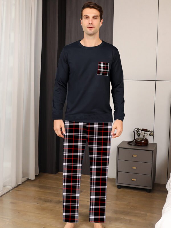 Ice Silk Long Sleeve Long Pants Men's Pajama Set - Image 6