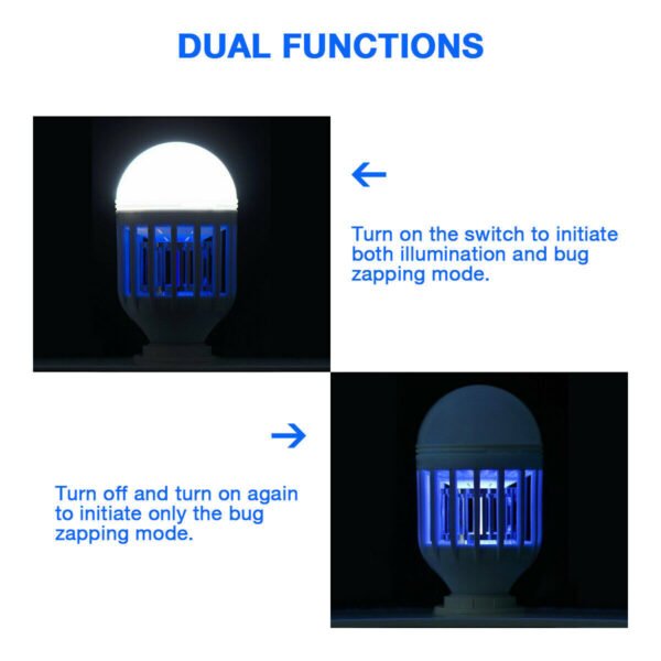 Bug Zapper Light Bulb Mosquito Lamp Fly Trap Killer Indoor Outdoor Insect E26 E27 - Image 9