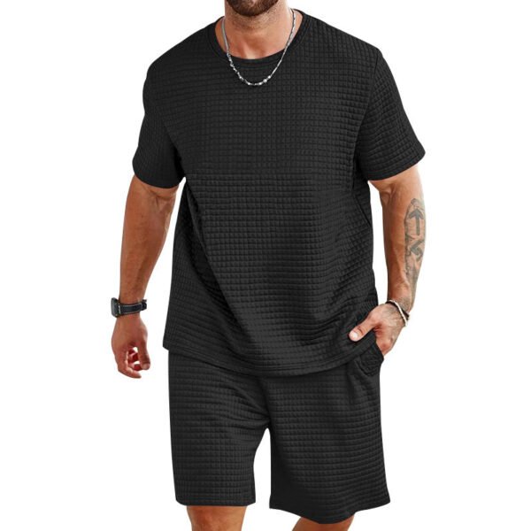 Sports Casual Suit Solid Color Round Neck T-shirt Shorts - Image 8