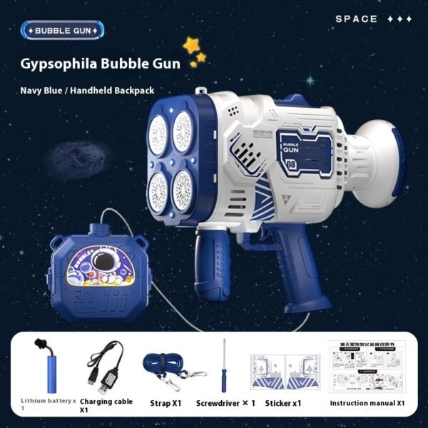 Bubble Gun Rocket Soap Bubble Machine Electric Space Launcher Continues To Produce Bubbles With LED Light - Image 7