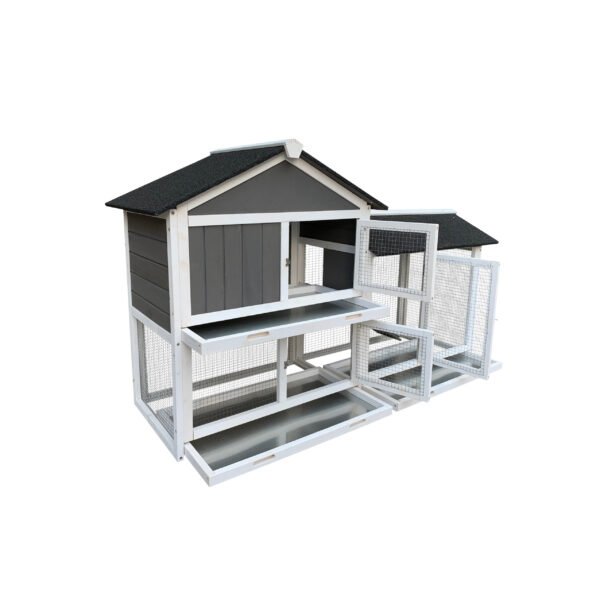 Detachable Pallet Ramp Wooden Outdoor Rabbit Hutch With Walking Cage - Image 3