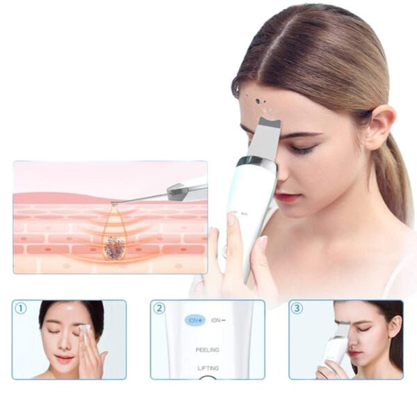 Electric Ultrasonic Skin Scrubber Face Spatula Home Ultrasonic Skin Scrubber Facial Cleaner Handheld Mini Derma Galvanica Tightening Face Scrubber Machine Skin Scrubber USB Ultrasonic - Image 8