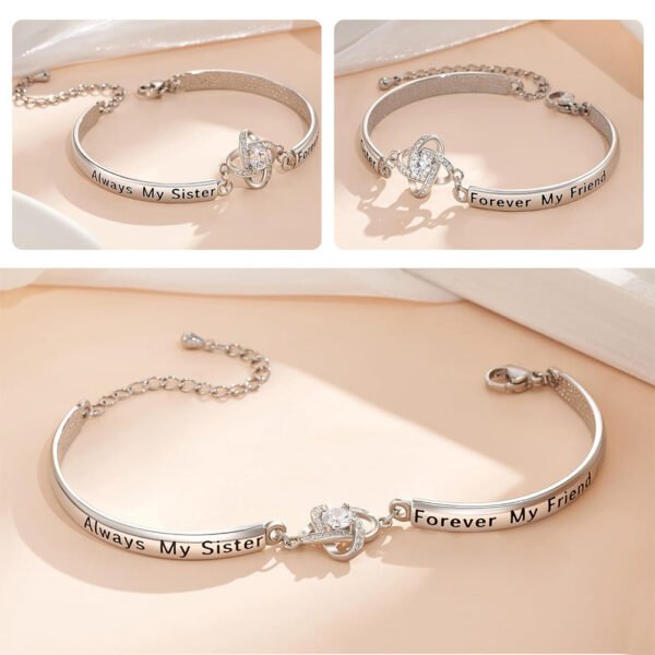 Sisters Friendship Theme Silver Bracelet - Image 9