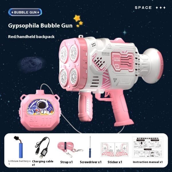 Bubble Gun Rocket Soap Bubble Machine Electric Space Launcher Continues To Produce Bubbles With LED Light - Image 3