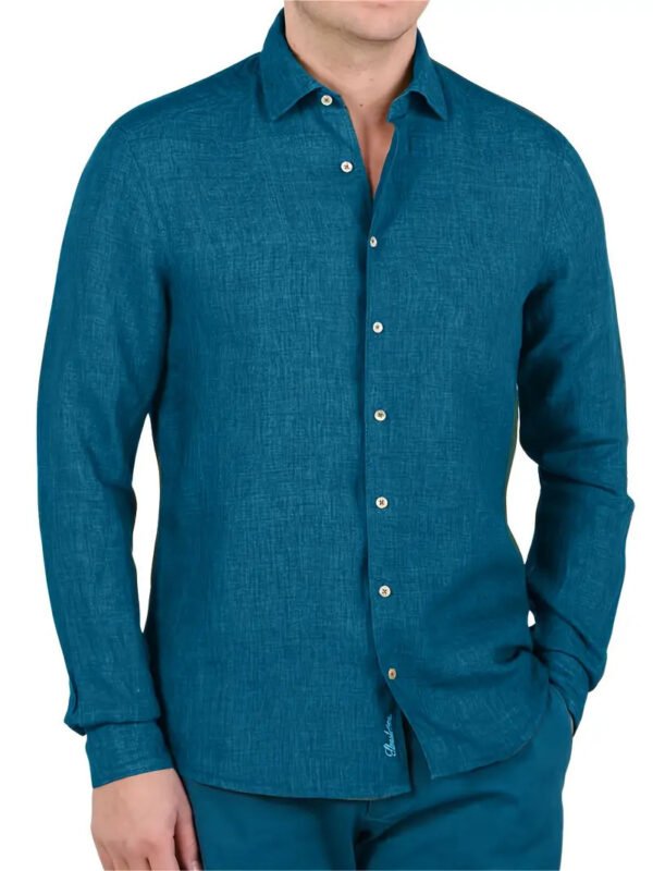 Pring Summer Green Casual Long Sleeved Shirt And Shorts Set - Image 7