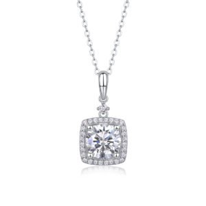 Innocent Mary Luxury Fashion Diamond Pendant Necklace Set With Mosan Diamond Silver Ornaments