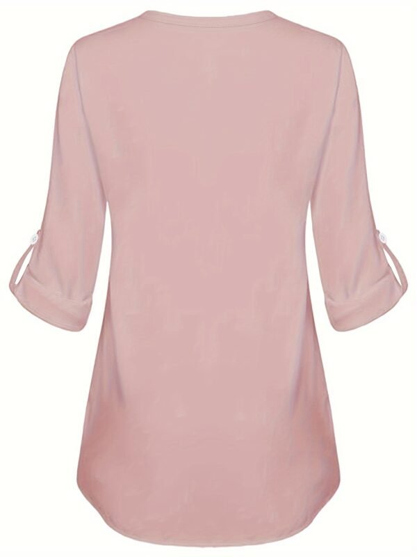 Women's Long Sleeved Simple And Versatile Casual Pearl Button Shirt - Image 7