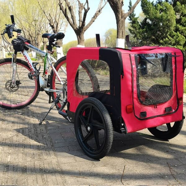 Bicycle Trailer For Pets Outdoor Foldable Dog Trailer With Reflectors - Image 3