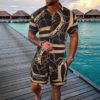 Gold Luxury Chain 3D Digital Printing Shirt Shorts Suit - Image 2