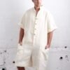 Men's Stand Collar Single Breasted Jumpsuit - Image 4